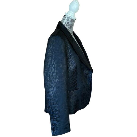 DIANE Von Furstenberg Ofelia Snake Print Metallic Blazer Blue & Black - Picture 2 of 11